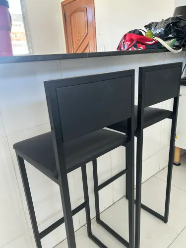 2 Banquetas americanas de metal e estofado