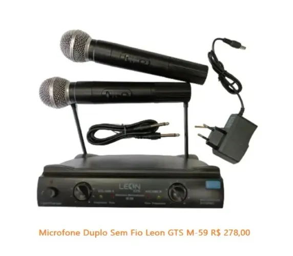 Microfone Duplo Sem Fio Leon GTS M-59