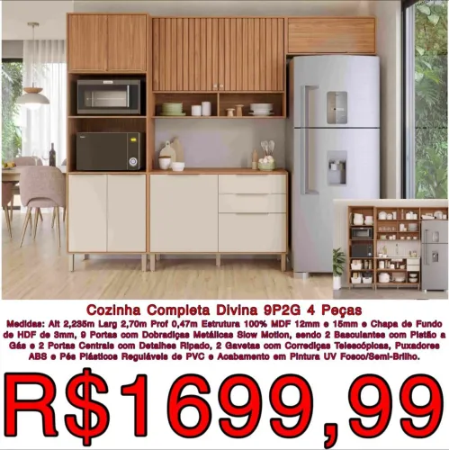 Cozinha completa Divina 4 peças 9 portas e 2 gavetas / frete grátis  / pague na entrega 