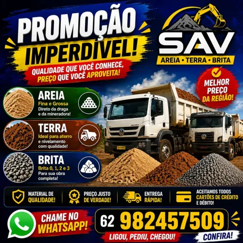 Areia terra brita 