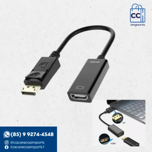 Adaptador DisplayPort para HDMI - Macho-Fêmea 4K | Novo | Pronta Entrega