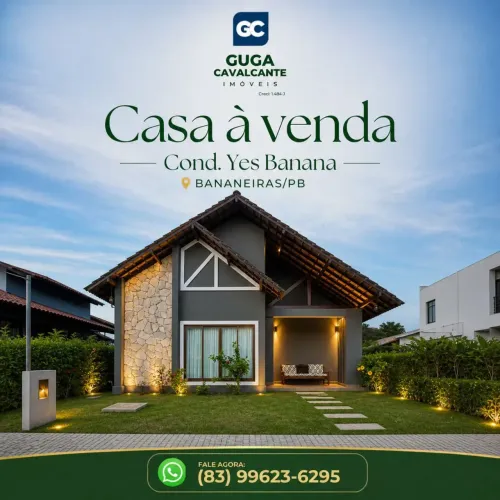 CONDOMÍNIO YES BANANA BANANEIRAS/PB. OPORTUNIDADE. Casa à venda com 3 qts, 2 suítes.