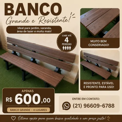 Banco de jardim material plástico resistente a chuva sol .
