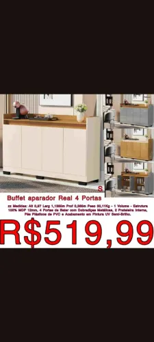 Buffet Aparador Real 4 Portas 