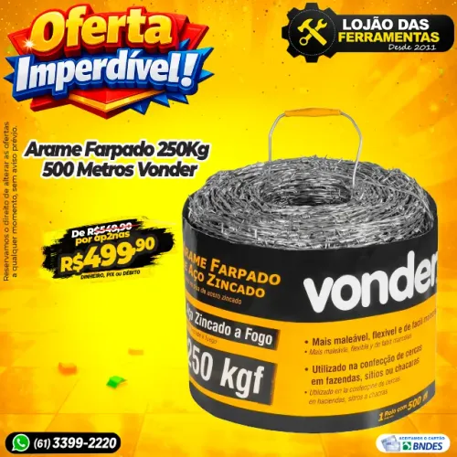 Arame Farpado 250Kg 500 Metros Vonder