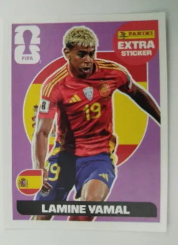 Figurinha Legend Extra Sticker Lamine YAMAL Copa 2026 Panini Original - ROXA / BORDÔ / REG