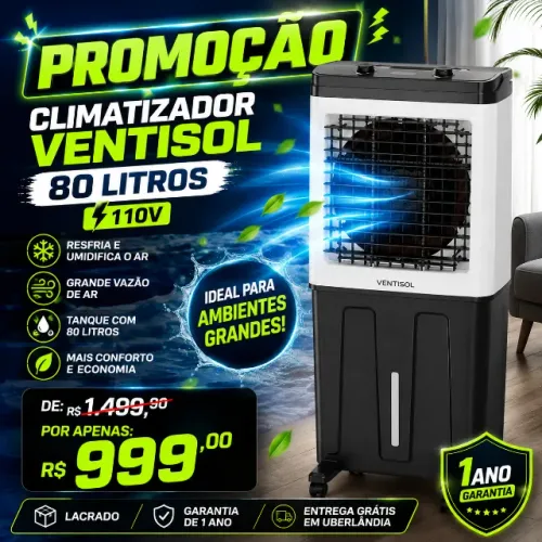 Climatizador 80 litros Ventisol 110v - Promoção - 1 Ano Garantia - Produto Lacrado