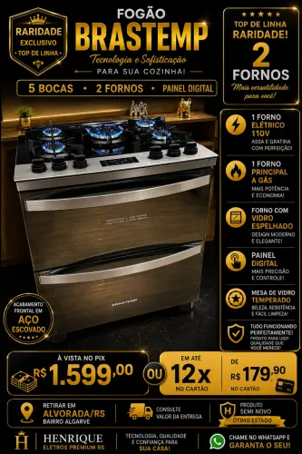 Fogão Brastemp 5 bocas duplo forno , uma raridade.