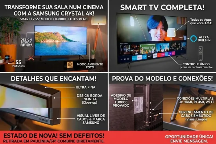Oportunidade: Smart TV Samsung Crystal UHD 55" 4K Super Conservada