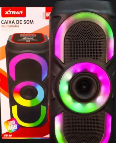 Caixa de som Bluetooth portátil com led 30W