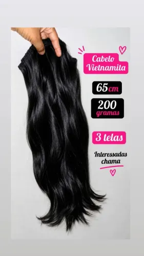 Cabelo vietnamita 65cm 3 telas