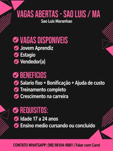 VAGA PARA VENDEDOR(A)