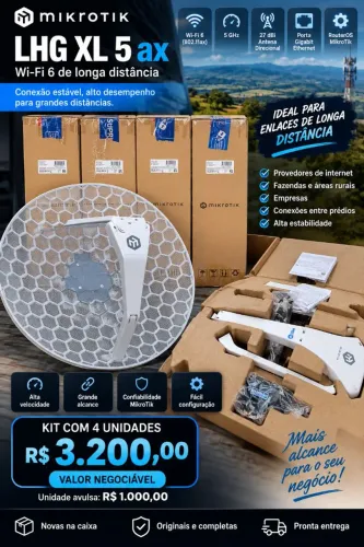 KIT 4 UNIDADES MikroTik LHG XL 5 ax - NOVAS NA CAIXA