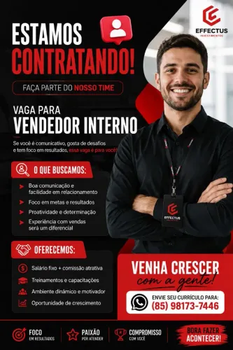 Vaga para vendedor interno 