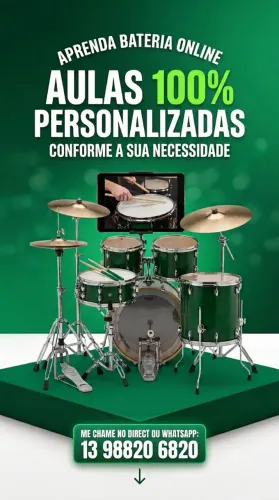 Aulas de bateria em Guarujá.