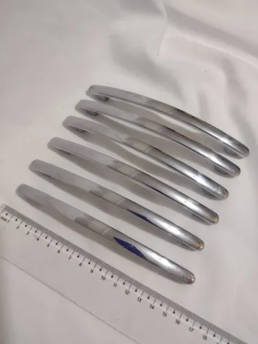 Kit 6 Puxadores Alça Curva Metal Maciço Zamac Cromado Para Armário De Cozinha
