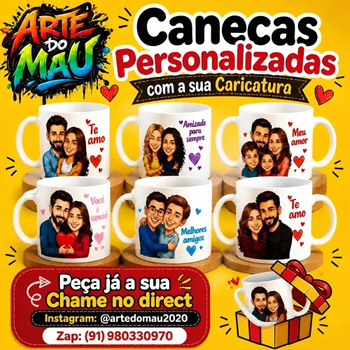 Caneca com sua Caricatura embalada pra presente