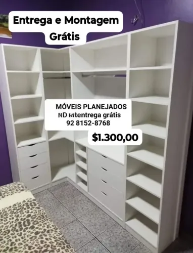 Closet L com fundo completo 