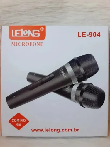 Kit 2 Microfones Profissionais Lelong LE-904 Com Fio 4 Metros Alta Fidelidade