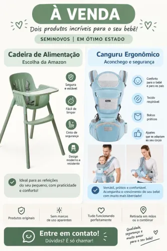Cadeira alimentação e canguru