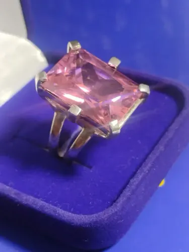 Anel Prata 950 Pedra Zircônia 20 mm x 15 mm 