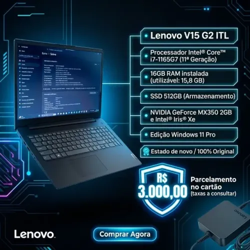 NOTEBOOK LENOVO V15 G2 - ESTADO DE NOVO!