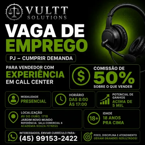 Vaga De Emprego PJ - Faça seu horario!