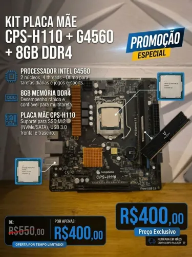 Kit g4560 + 8gb ddr4 + Placa mae