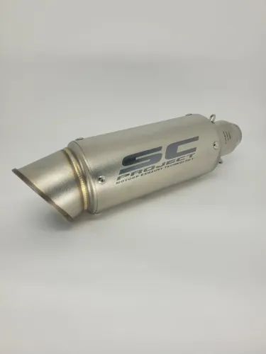 Ponteira De Escapamento Para Moto Ronco Esportivo - Escape SC Project Bevel Prata