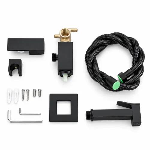 Ducha Higiênica Quadrada em Metal Preto Fosco Banheiro