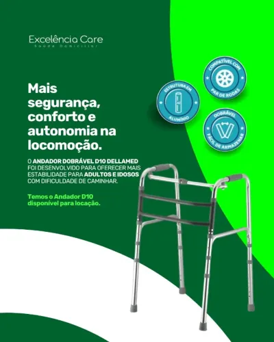 Aluguel de Andador de Alumínio Fixo Móvel E Articulado 3 em 1 D10 - Dellamed