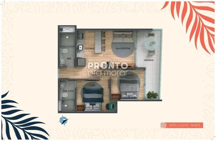Apartamento com 2 quartos em Tamandare