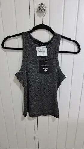 Blusa Feminina Clock House com Brilho Prateado - Nova com Etiqueta