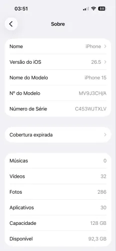 iPhone 15 128gb 86% de bateria ORIGINAL