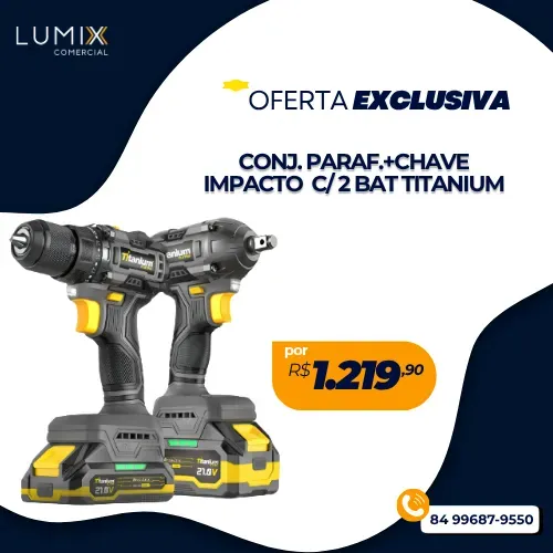 PARAFUSADEIRA +CHAVE IMPACTO C/ 2 BAT TITANIUM