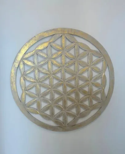 Painel Mandala da Flor da Vida MDF Dourada