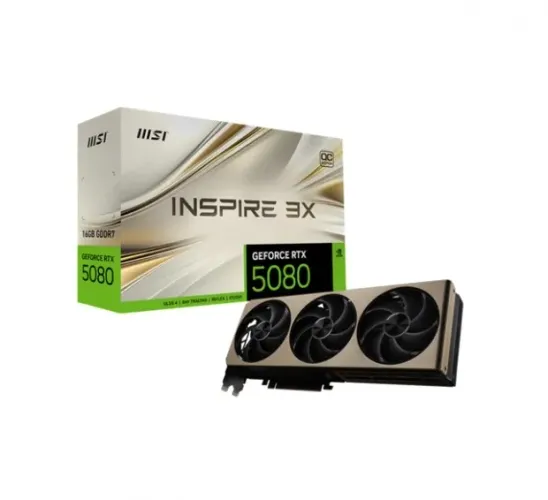 Placa de Vídeo MSI GeForce RTX5080 INSPIRE 3X OC, 16GB GDDR7 - NOVA/LACRADA