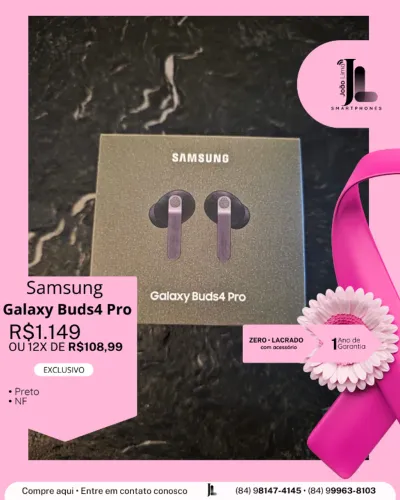 GALAXY BUDS4 PRO, PRETO, LACRADO, EXCLUSIVO!