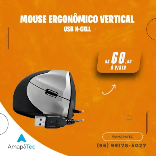 Mouse Vertical Ergonômico Com Fio