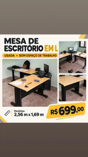 Mesa em L 2,56 X 1,69 metros