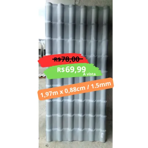 Telha PVC 1,97m x 0,88cm / 1.5mm Cinza