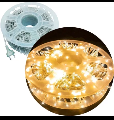 1 Pisca Cordao Varal Decorativo Com LEDs Amarelo Redondo 100M