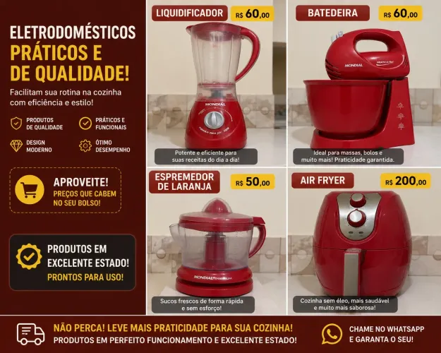 Airfryer Liquidificador Batedeira e espremedor de laranja
