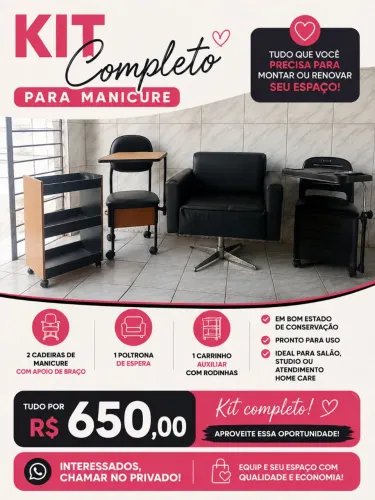 Vende-se duas cadeiras manicure, auxiliar, poltrona 