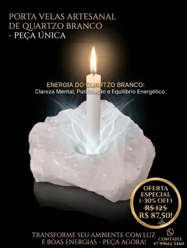 Porta-Velas de Quartzo Branco - Natural e Decorativo ?