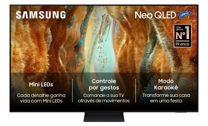 Samsung Vision AI TV 75" NEO QLED Ultra 4K QN70F 2025, Mini LED, Modo Al, Painel até 144hz