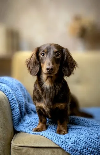 Dachshund Teckel Basset pelo longo 