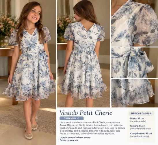 Vestido de Festa Infantil Petit Cherie! TAM 10 Lindíssimo e como novo !