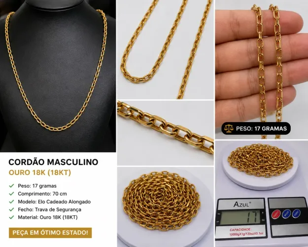 Cordão Masculino Ouro 18K