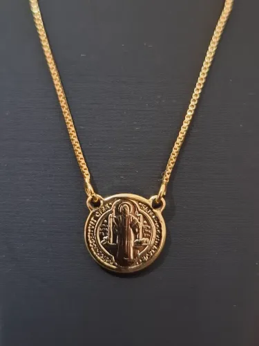 Escapulario São Bento Banhado a Ouro18k